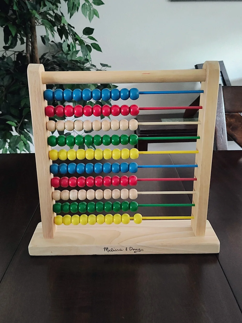 Melissa & Doug Wooden Abacus with Blue, Red, Natural, Green, Yellow Beads
